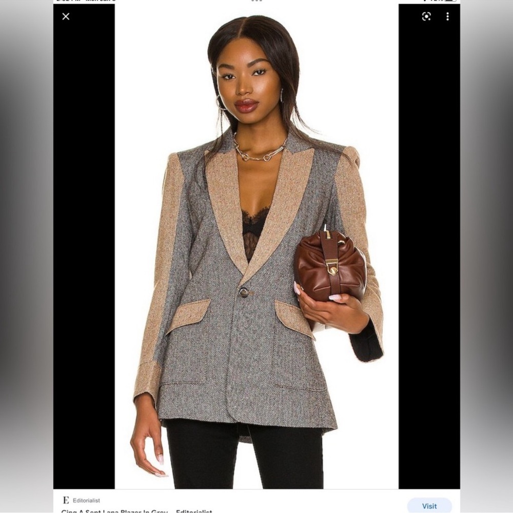 Women's Gray and Tan Blazer